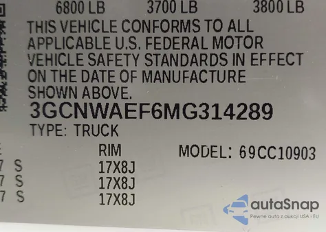 2021 Chevrolet Silverado 1500 2Wd Long Bed Wt from USA, damaged, VIN 3GCNWAEF6MG314289